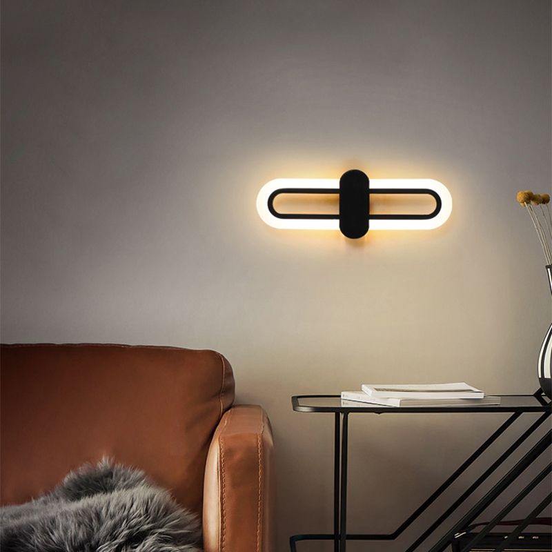 Minimalist LED Wall Lamp Ellipse Metal Sconce Lighting for Bedroom