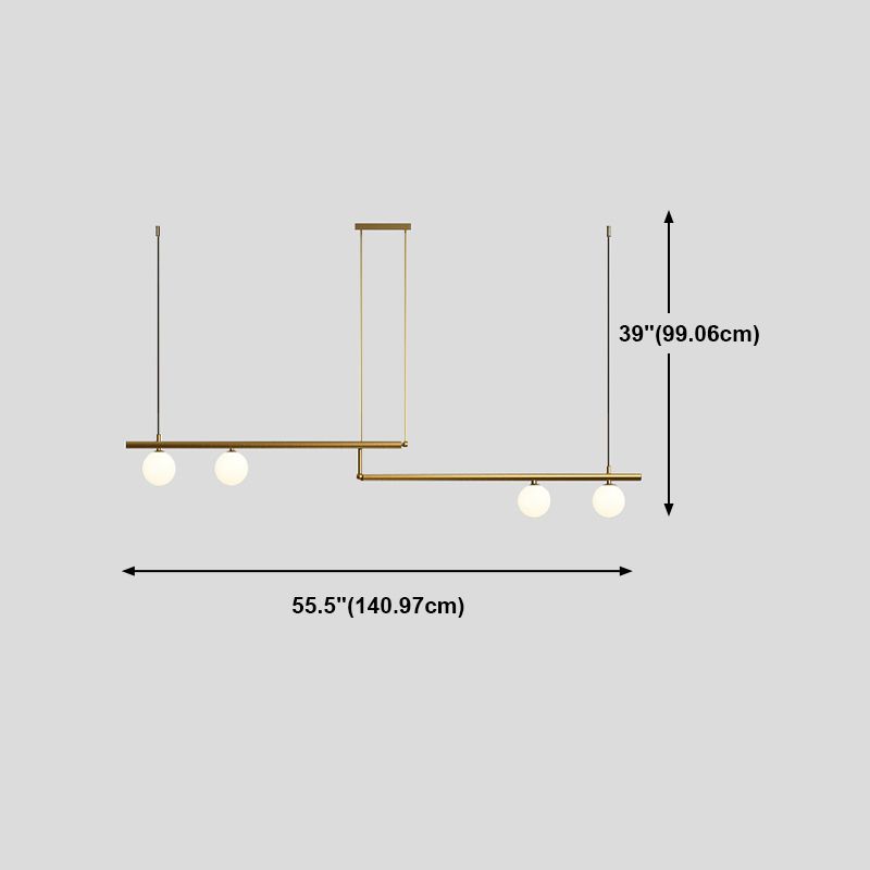 Postmodern Metal Island Light Multi Head Light con sombra de vidrio para mesa de comedor