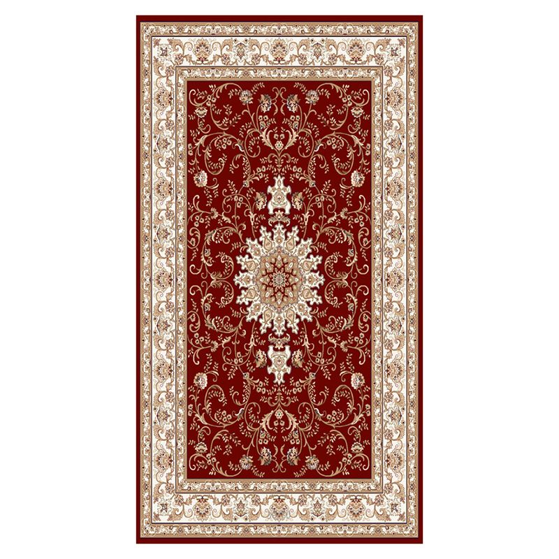 Fancy Traditional Area Rug Brown Polyester Area Carpet Stain Resistant Rug for Home Decor