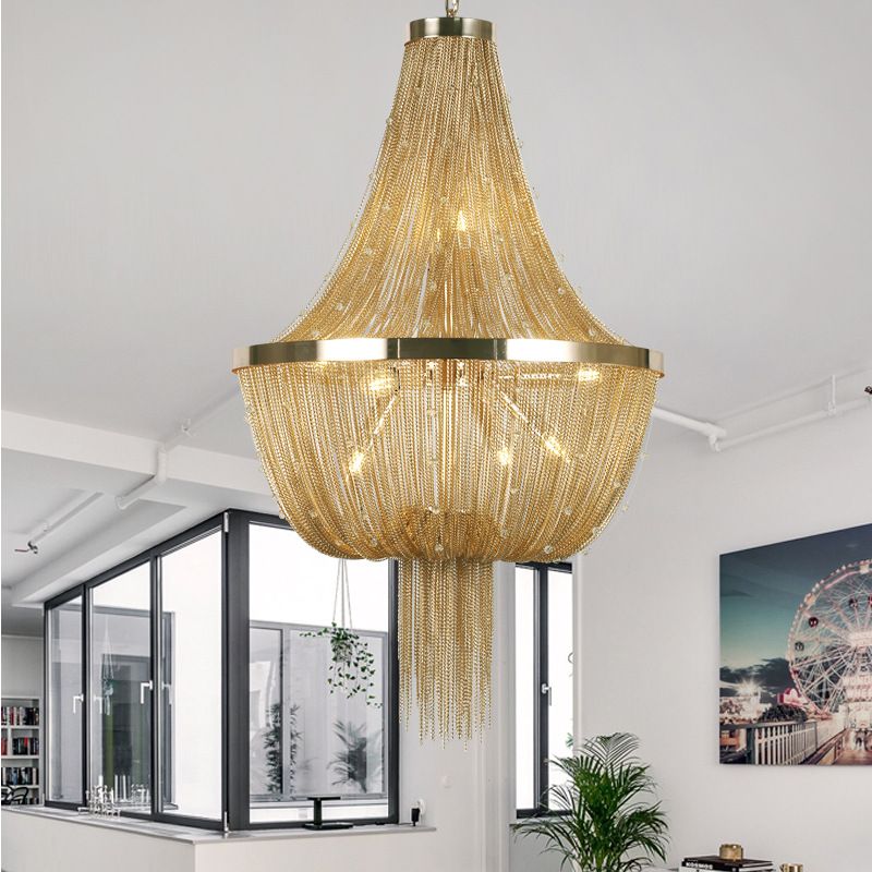 Iluminación de lámpara de araña de órbasas de estilo nórdico moderno 6 luces accesorio de techo colgante en oro