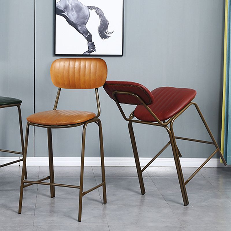 Modern Leather Bar Stool Backrest Counter Stool for Living Room