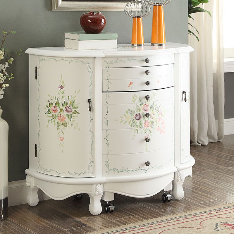 Victorian 1- Drawers Vanity Set with Stool and Mirror Dressing Table