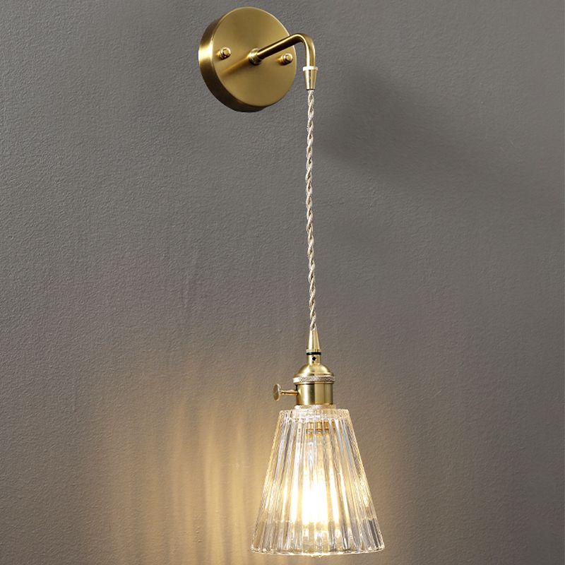 Modern Metal Flush Mount Wall Sconce 1-Light Wall Sconce Lights with Clear Glass Shade