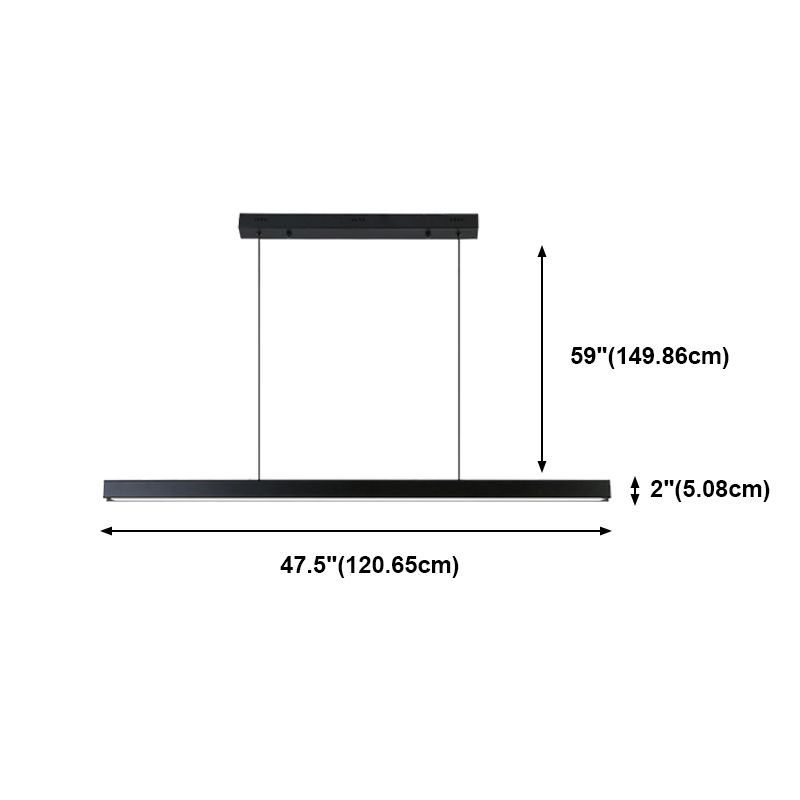 Black Linear LED Pendant Light Metal Acrylic Hanging Lamp for Dining Room