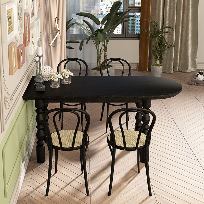 Modern Style Dining Table Solid Wood Dining Room Table in Black