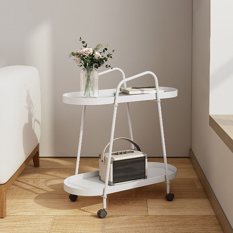 Tray Top Double Tier End Table Oval End Slide Table with Storage