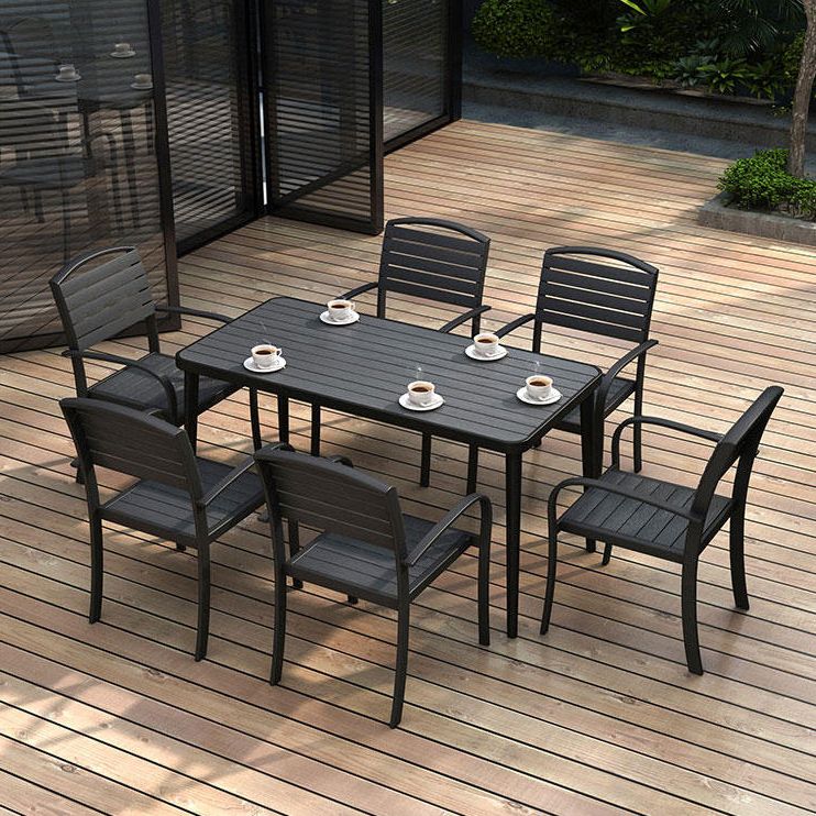 Industrial 1/5/7 Pieces Metal Dining Set Reclaimed Wood Table Set for Outdoor