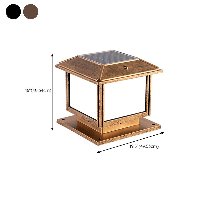 Rectangle Shape Metal Outdoor Light Modern Style 1-Light Solar Pillar Lights