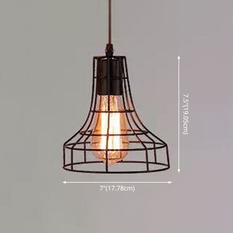 1 licht gekooide hangende verlichtingsarmaturen retro industriële stijl metallic hangende hanglampen voor bar