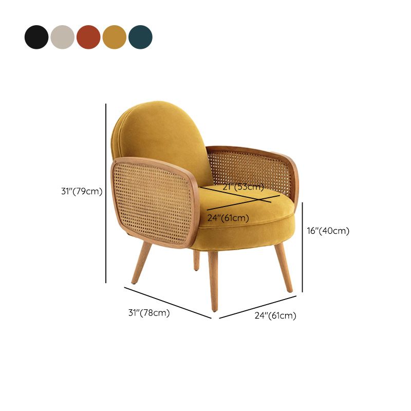 Mid-century Fixed Back Accent Armchair Bedroom Solid Color Accent Chair