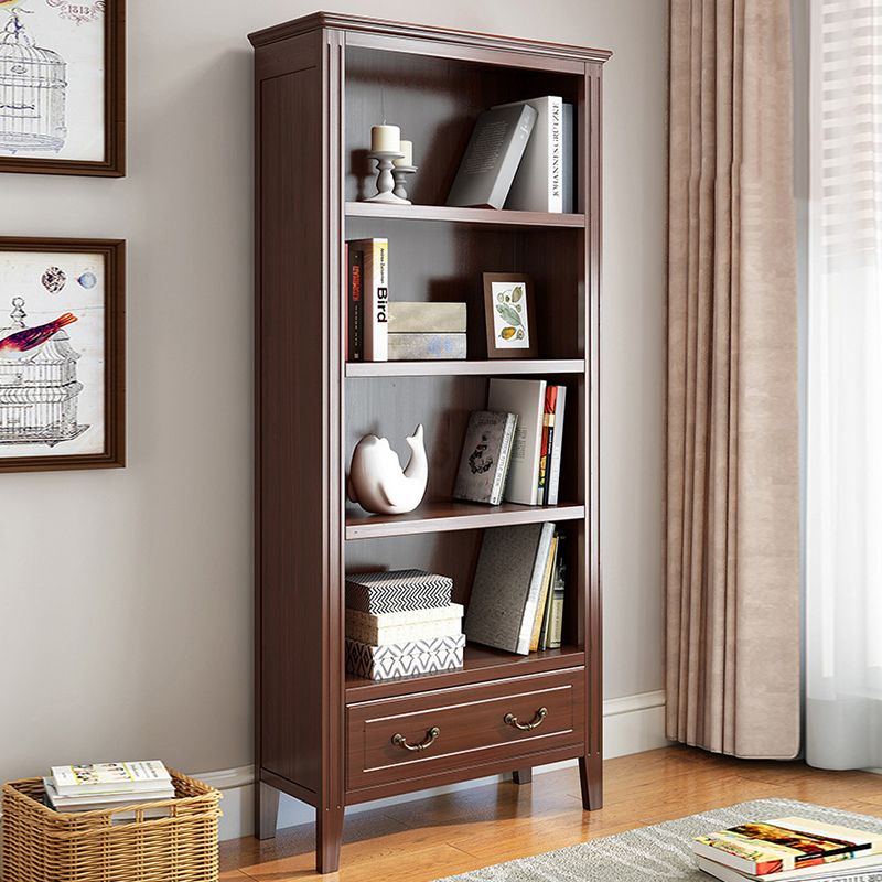 Solid Wood Closed Back Bookshelf Nordic Standard Bookcase with Shelves