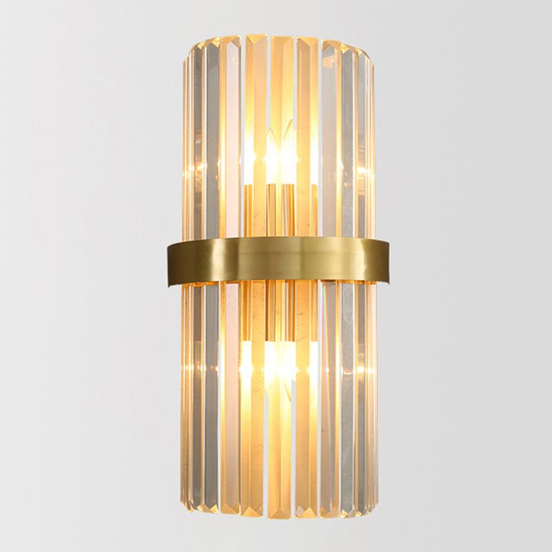 Post-Modern Wall Sconce Gold Wall Light Fixture with Crystal for Bedroom
