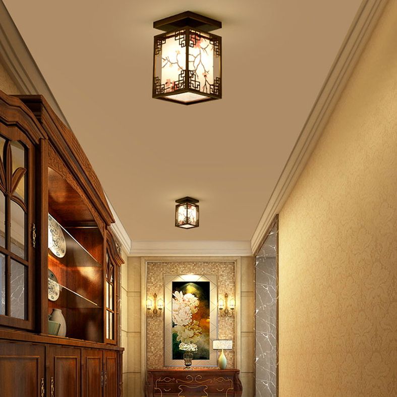 Fabric Close to Ceiling Lighting Rectangle Traditional Ceiling Flush Mount Light
