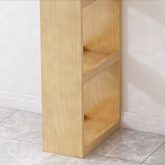 Modern Wooden Pub Table Rectangle Natural Bar Height Cocktail Table with Shelves