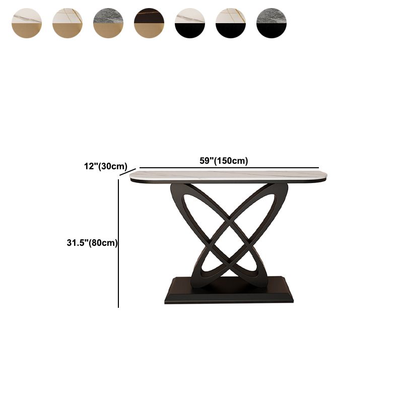 Steel and Stone Sofa Console Table, 31.5" Hall Console Accent Table