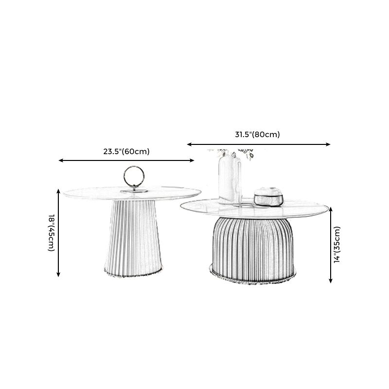 Ceramic Veneer Material Round Metal Material Modern Style Coffee Table