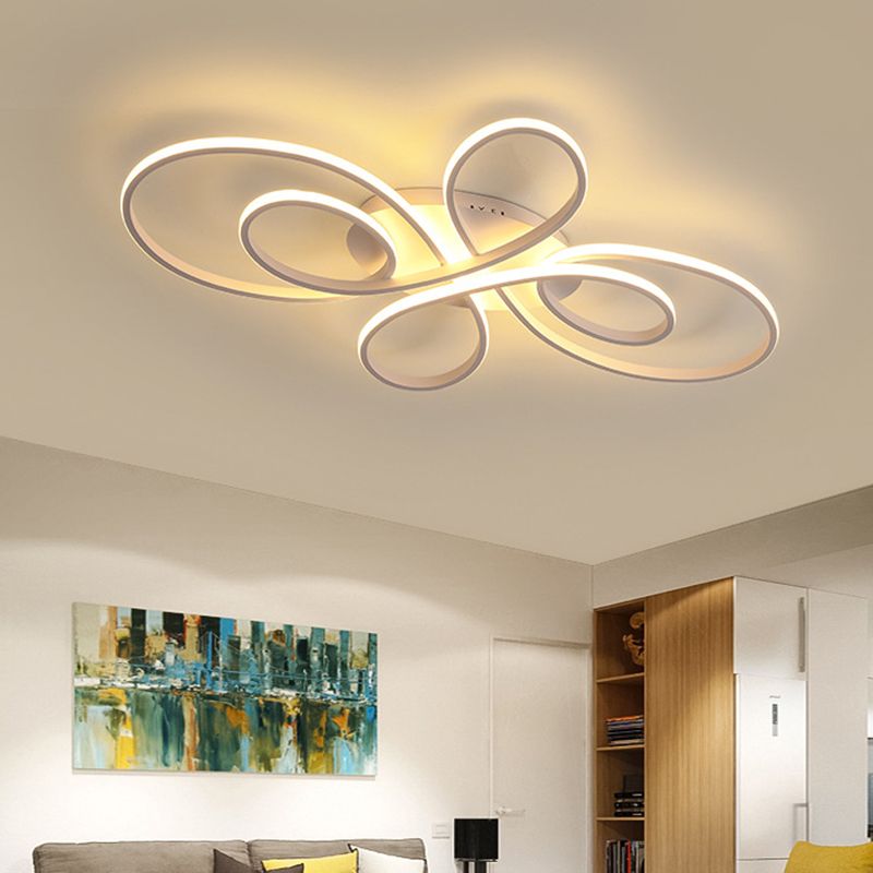 Moderne Linten Plafond Flush Mount Aluminium 23.5"/31.5" Brede LEIDENE Slaapkamer Flush Licht in Warm/Wit Licht, Wit/Donkere Koffie