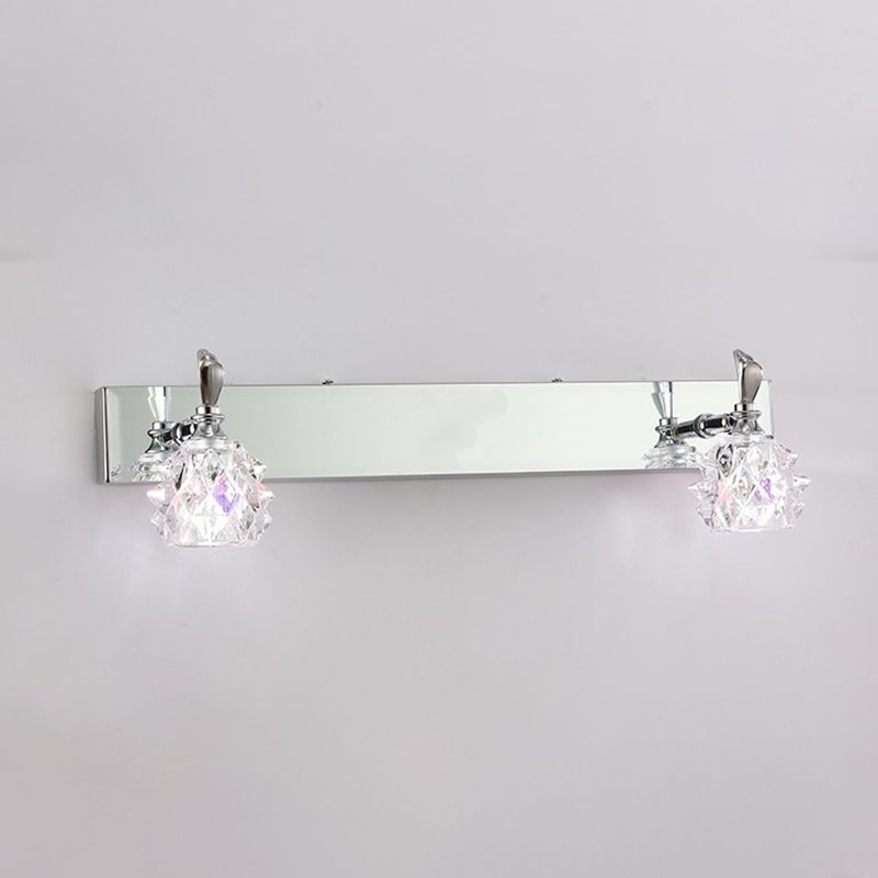 1 / 2 / 3 / 4 - Light Chrome Bath Lighting Glass Shade Adjustable Bath Sconce