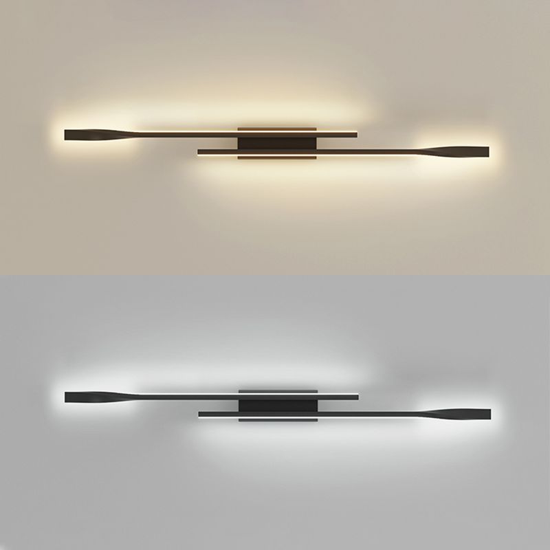 Linear Shape Metal Wall Lights Modern Style Wall Sconce Lights in Black