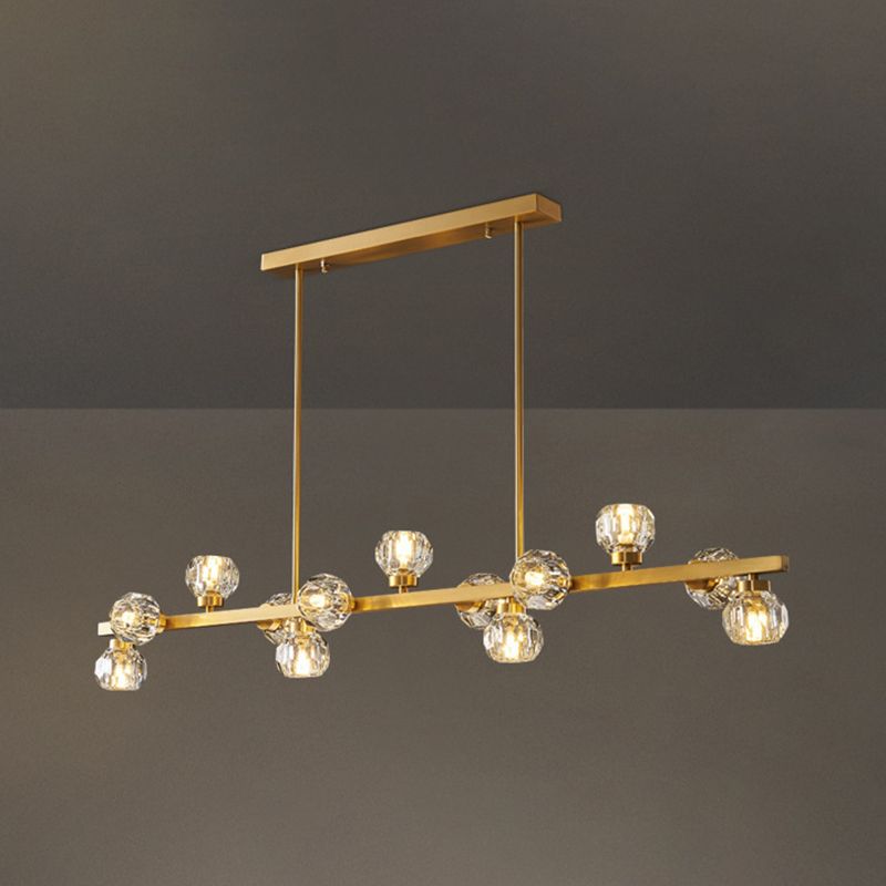 Modern Chandelier Bubble with Shape Island Lights Crystal And Metal Island Lamps in Gold