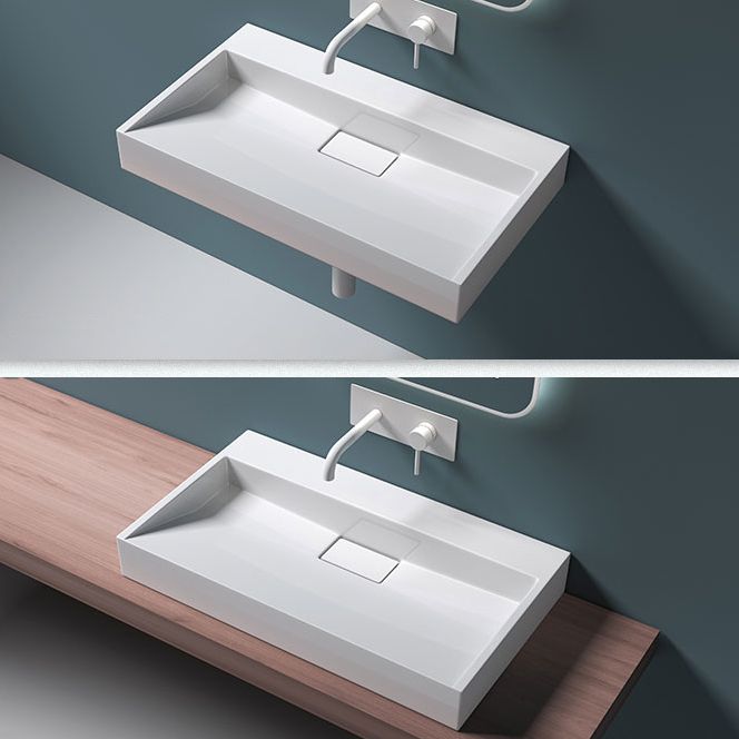 Modern Vessel Bathroom Sink Rectangular Single Faucet Hole Wash Stand(not Included Faucet)