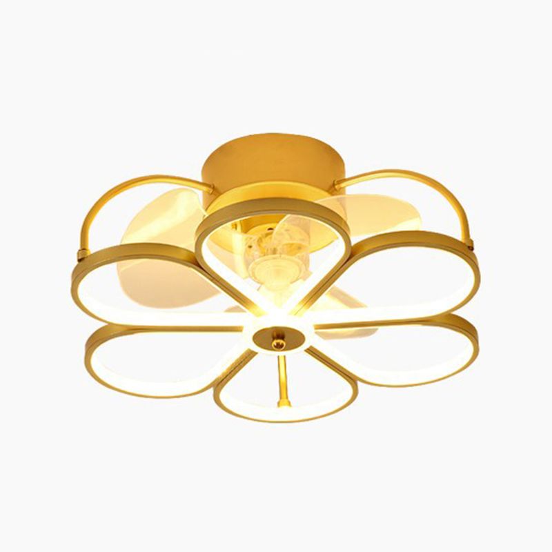 3-Blade LED Ceiling Fan Contemporary Black/Golden Fan with Light for Foyer