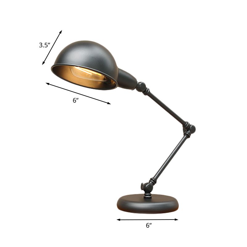 Dome Restaurant Table Lighting Vintage Iron 1-Head 4.5 "/6" de ancho Lámpara de escritorio de acabado negro con brazo oscilante