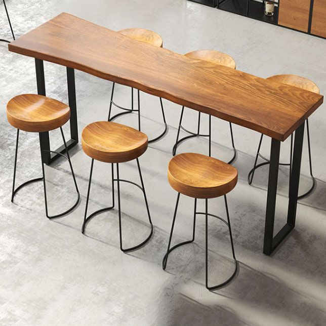 Industrial 1/2/4/7 Pieces Solid Wood Bar Table Set Fixed Bistro Set