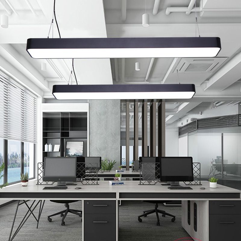 Einfache Rechteck -Anhänger Beleuchtung Metall Office LED Hängende Licht mit Acryldiffusor