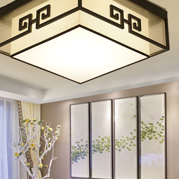 Traditional Creative Flush Mount Fabrics Geometric Ceiling Light in Black