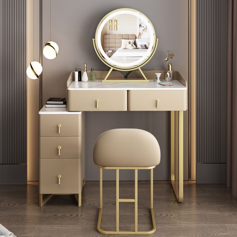 Contemporary Make-up Vanity Solid Wood 4 Drawer Vanity Dressing Table