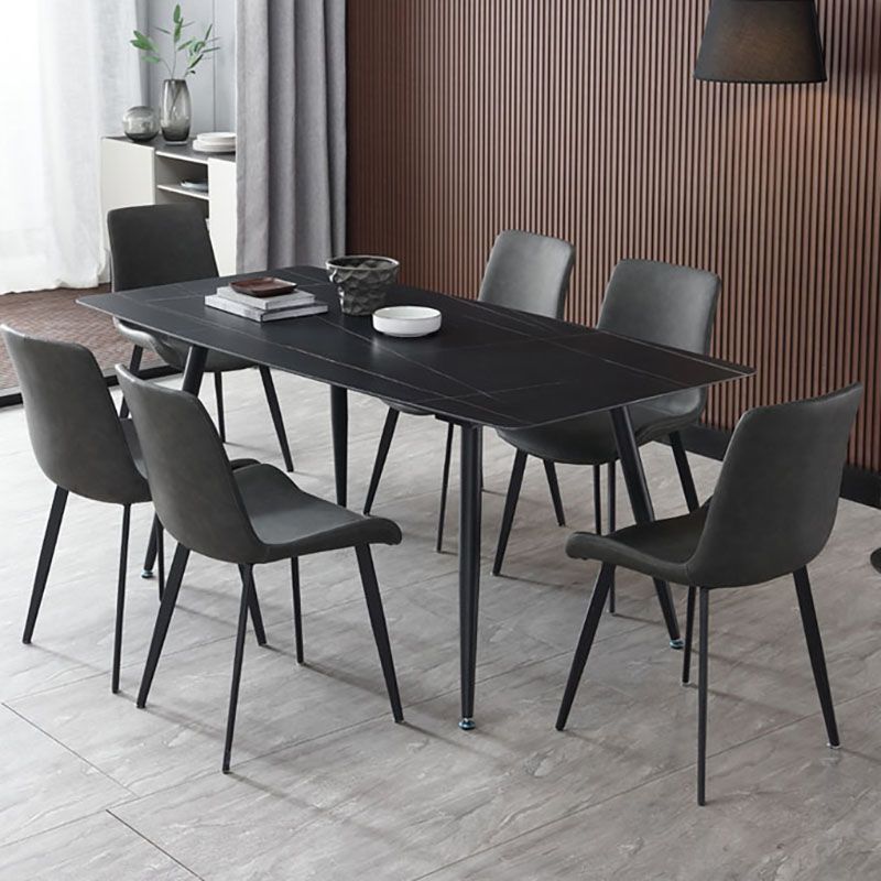 Industrial Solid Back Side Chairs PU Leather Dining Chairs for Home