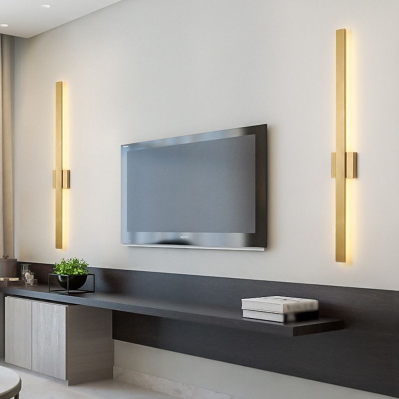 Acrylic Rectangle Wall Mount Lighting Nordic 23.5"/31.5" Wide LED Wall Light Sconce in Gold, Warm/White Light