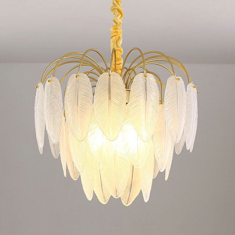 Finitura in oro moderna a foglia di vetro bianco fatto a mano.