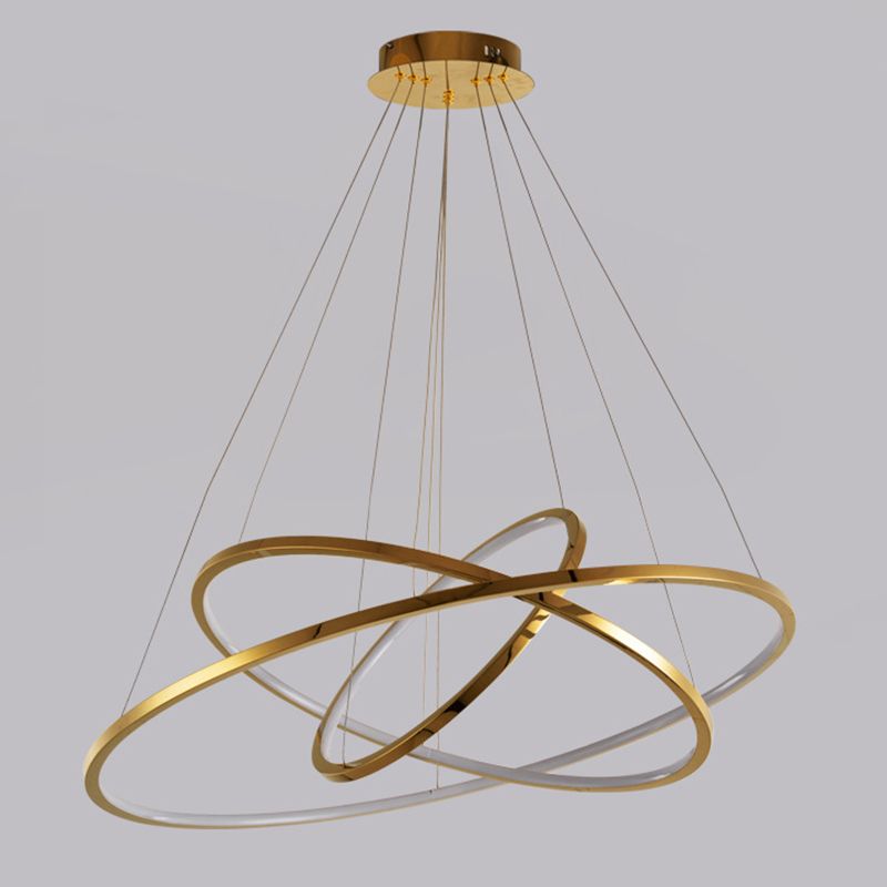 Multi-Layer Living Room Pendant Chandelier Metal LED Modern Hanging Light Kit in Gold