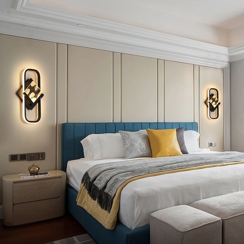 Modernist Crystal Rectangle Wall Light Fixture 1-Light LED Sconce Light for Bedroom