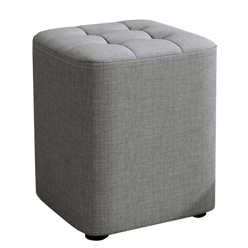 Modern Pouf Ottoman Cotton Upholstered Tufted Solid Color Square Ottoman