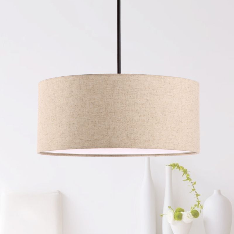 Tessuto di lampada sospesa arrotondata minimalista 1 Apparecchio di illuminazione a sospensione di ristorante leggero in albicocca/lino