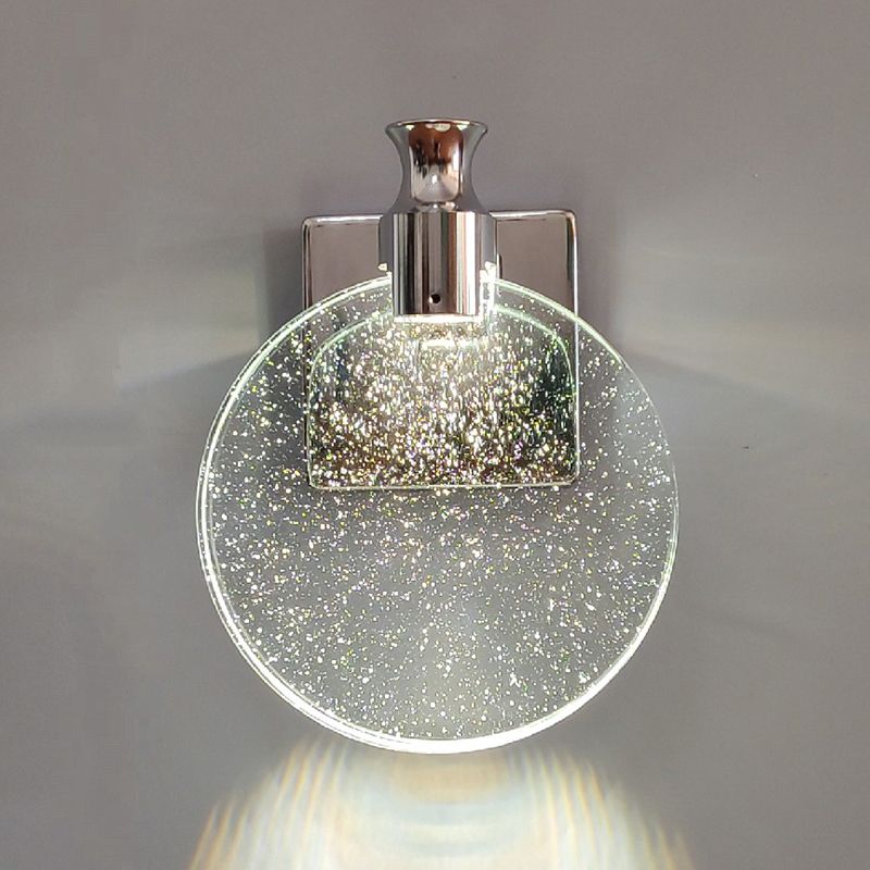 Round Vanity Lighting Modern Style Crystal 1 Light Vanity Wall Sconce