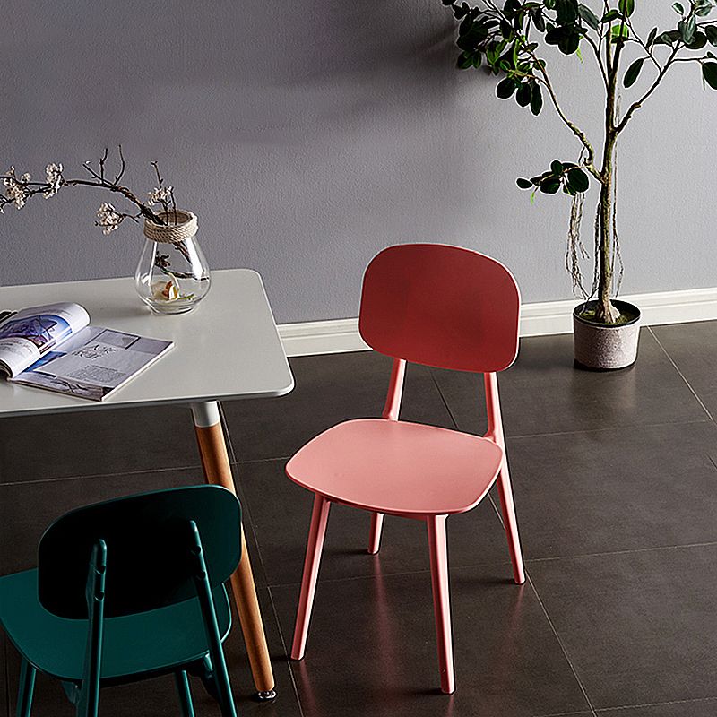 Scandinavian Plastic Armless Dining Chairs Open Back Side Chair (Set of 4)
