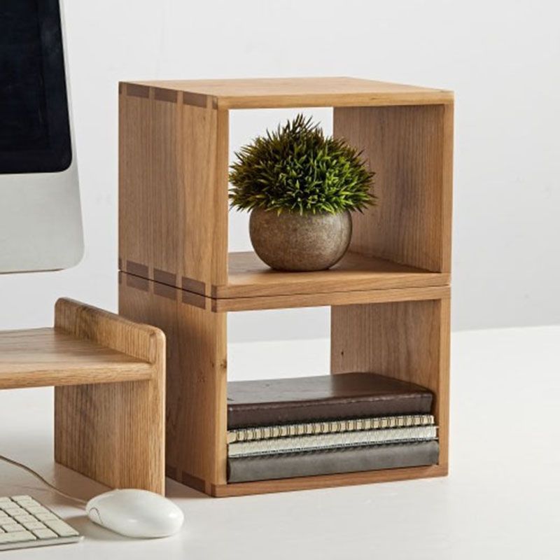 Open Back Bookshelf Modern Style Solid Wood Bookcase for Office