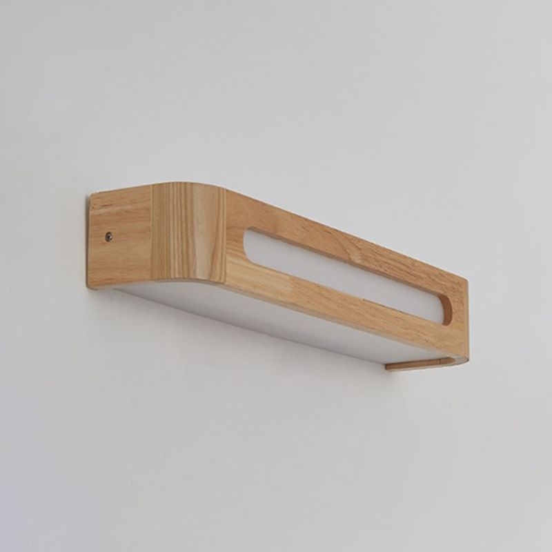 Log kleur LED -wand sconce in moderne beknopte stijl houten rechthoekige wandlamp met acrylschaduw