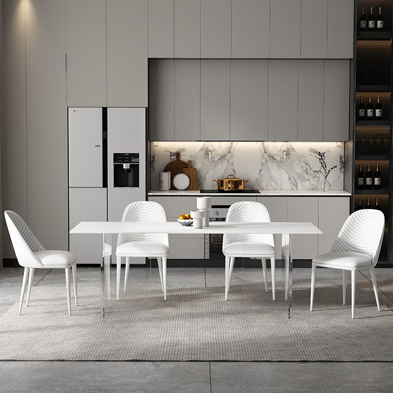 Medieval Modern Rectangle Dining Table Sintered Stone Table with Acrylic Legs for Home Use