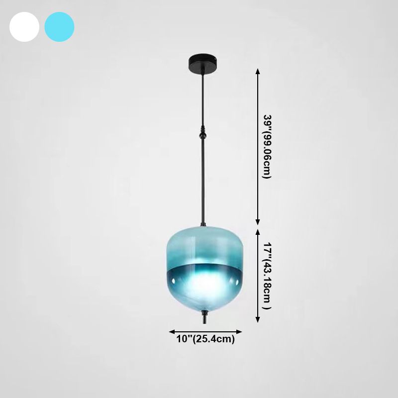 Lampe de suspension en verre de forme ovale créative moderne la lumière suspendue à 1 lumière pour salle à manger