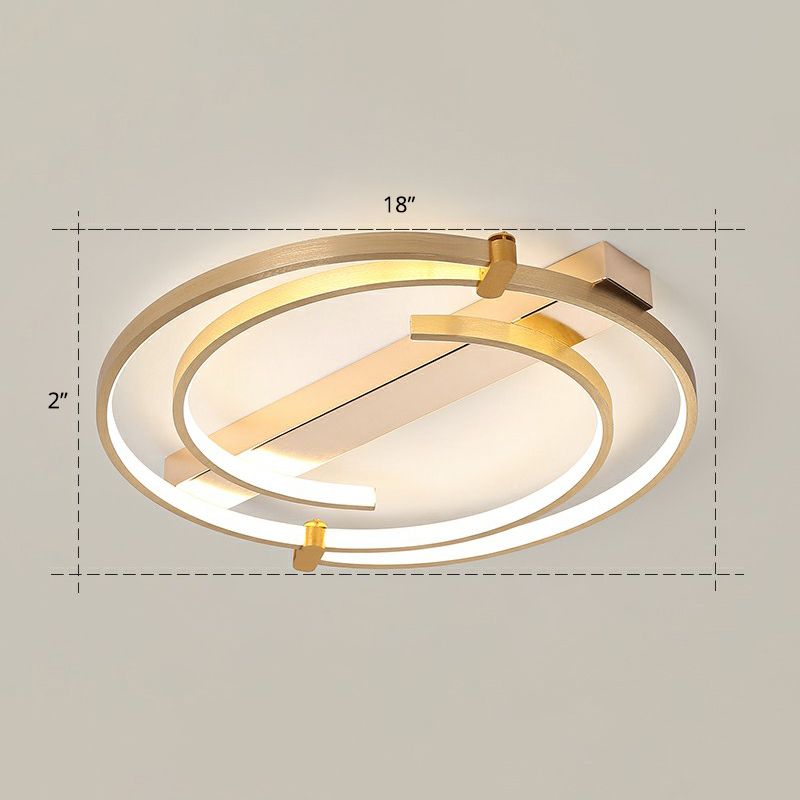 Gold Loop Ceiling Flush Light Simple Style Metal LED Flush Mount Lighting Fixture for Bedroom