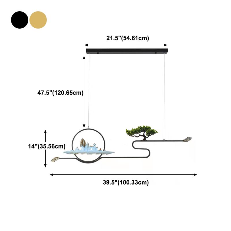 Luces de isla de forma lineal Luces de estilo contemporáneo Metal Dos accesorios de iluminación colgante