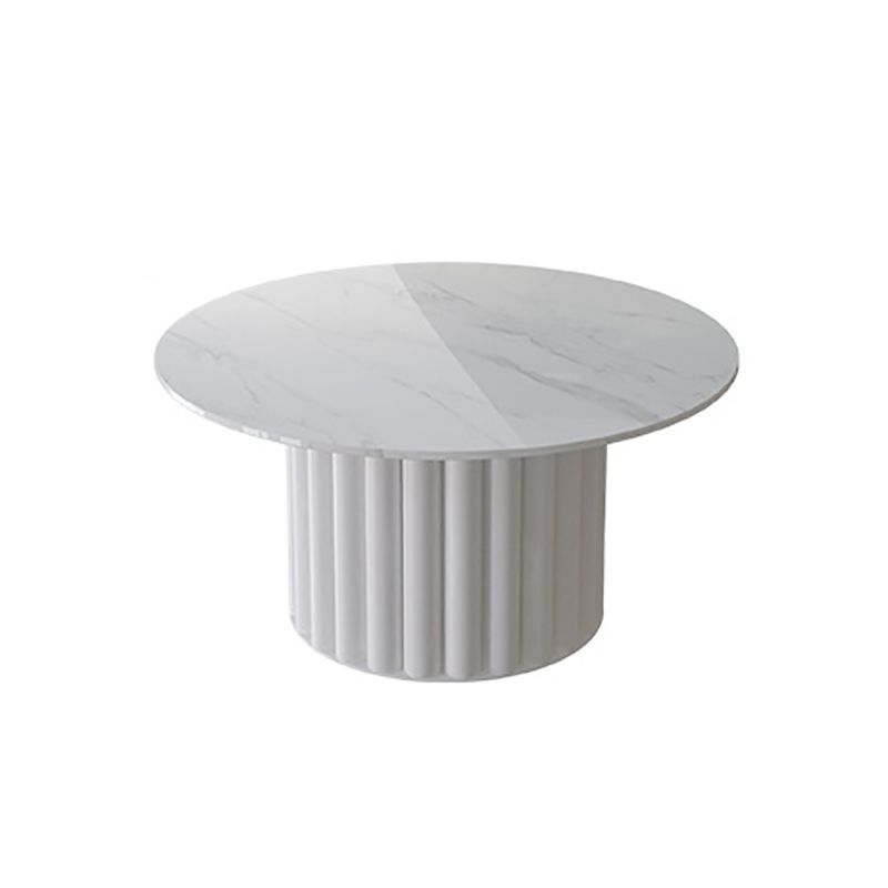 Modern Stone Pedestal Cocktail Table Round Coffee Table - White/Grey