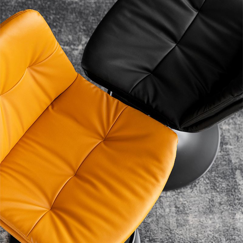 Modern Metal Stool Faux Leather Footrest Stool Adjustable Height in Matte Finish