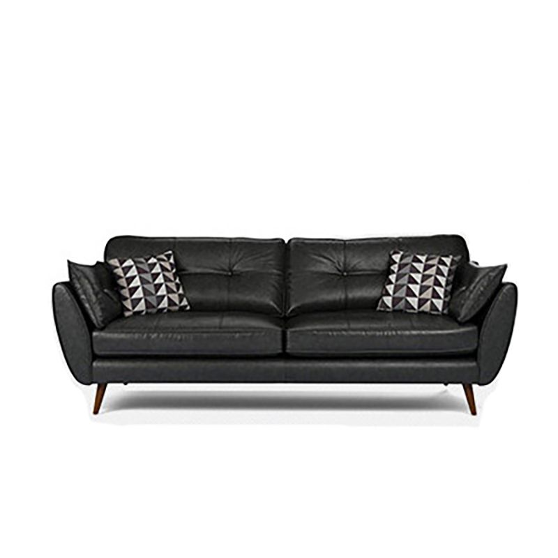 33.86" H Genuine Leather Flared Arm Sofa with Cushions for Living Room,Apartment