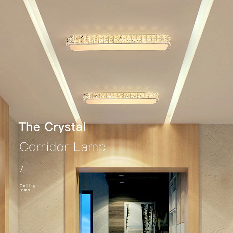 Lampe encastrée oblongue en cristal simplicité LED luminaire de plafond pour couloir